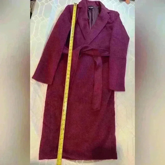 Steve Madden size small cranberry colored wool blend trench coat - Picture 8 of 10